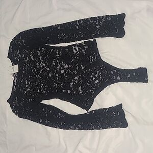 Heart & Hips Lace Bodysuit Long Sleeve Black Small